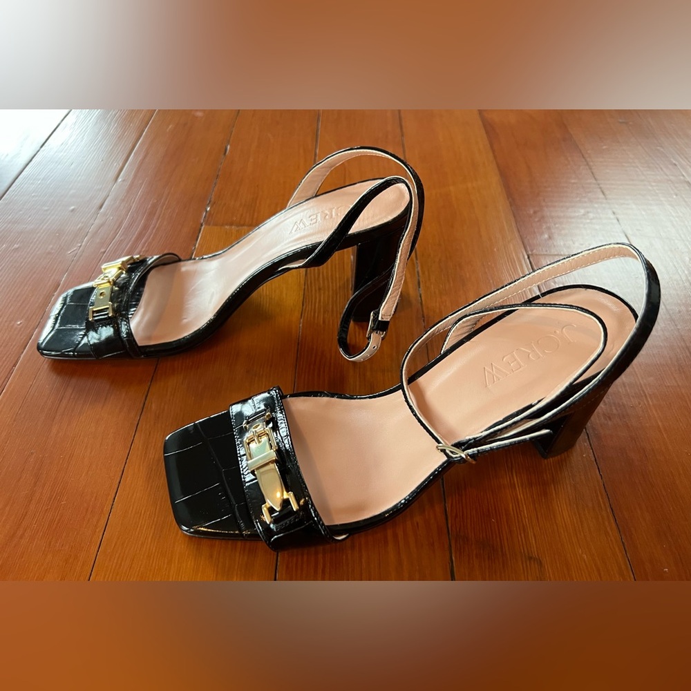 NWOT Madewell Evelyn Buckle-Strap Sandal Heels Croc-Embossed Italian Leather - 7 - Picture 8 of 9